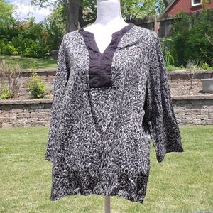 Croft & Barrow black white 3/4 sleeves top 3X